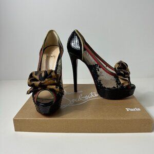 NWT Christian Louboutin Peep Toe Platform Heels